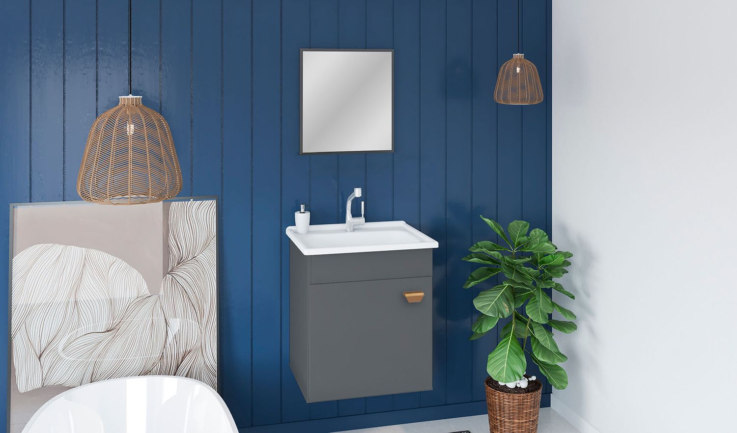 ALANYA II WALL MOUNT VANITY SET DARK GRAY