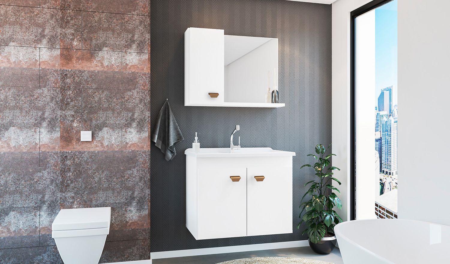 KONNOS II WALL MOUNT VANITY SET WHITE