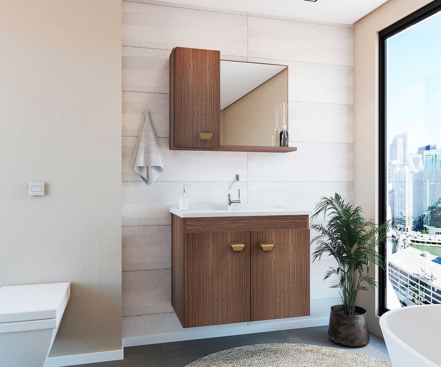 KONNOS II WALL MOUNT VANITY SET ALAMO BROWN