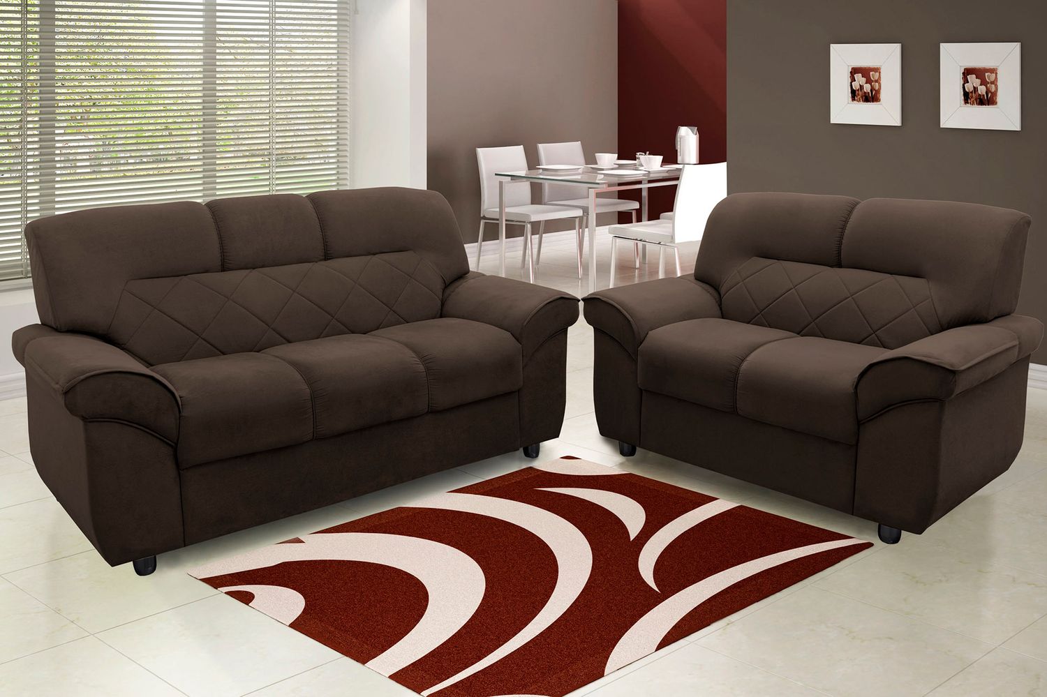 DOHA SET VELUT BROWN 2-PCS