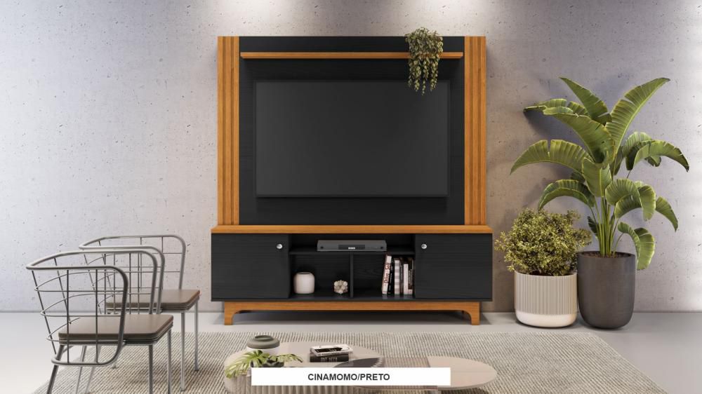 LOIZA ENTERTAINMENT CENTER CINNAMON/BLACK