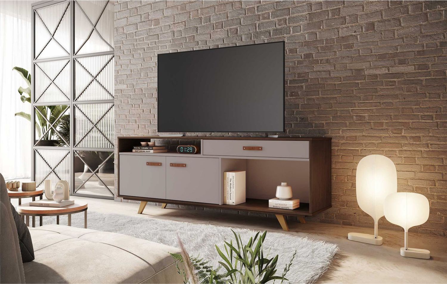 VEGA ALTA TV STAND CAFFE/OFF WHITE