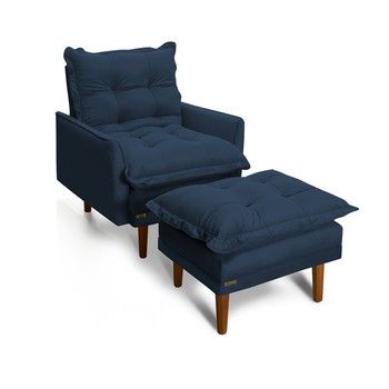 NEW HAVEN RECLINER AND OTTOMAN NAVY BLUE