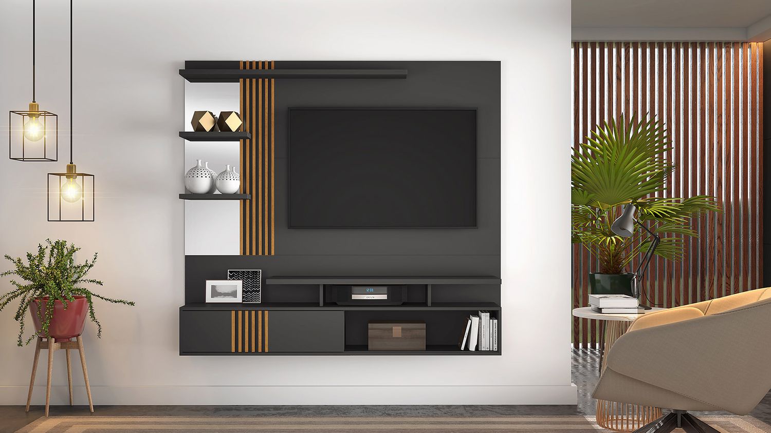 GUAYNABO PANEL GRAPHITE/CINNAMON