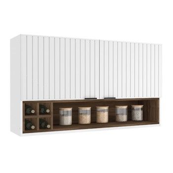 MUNICH 2-DOOR WALL CABINET W/ WINE RACK WHITE