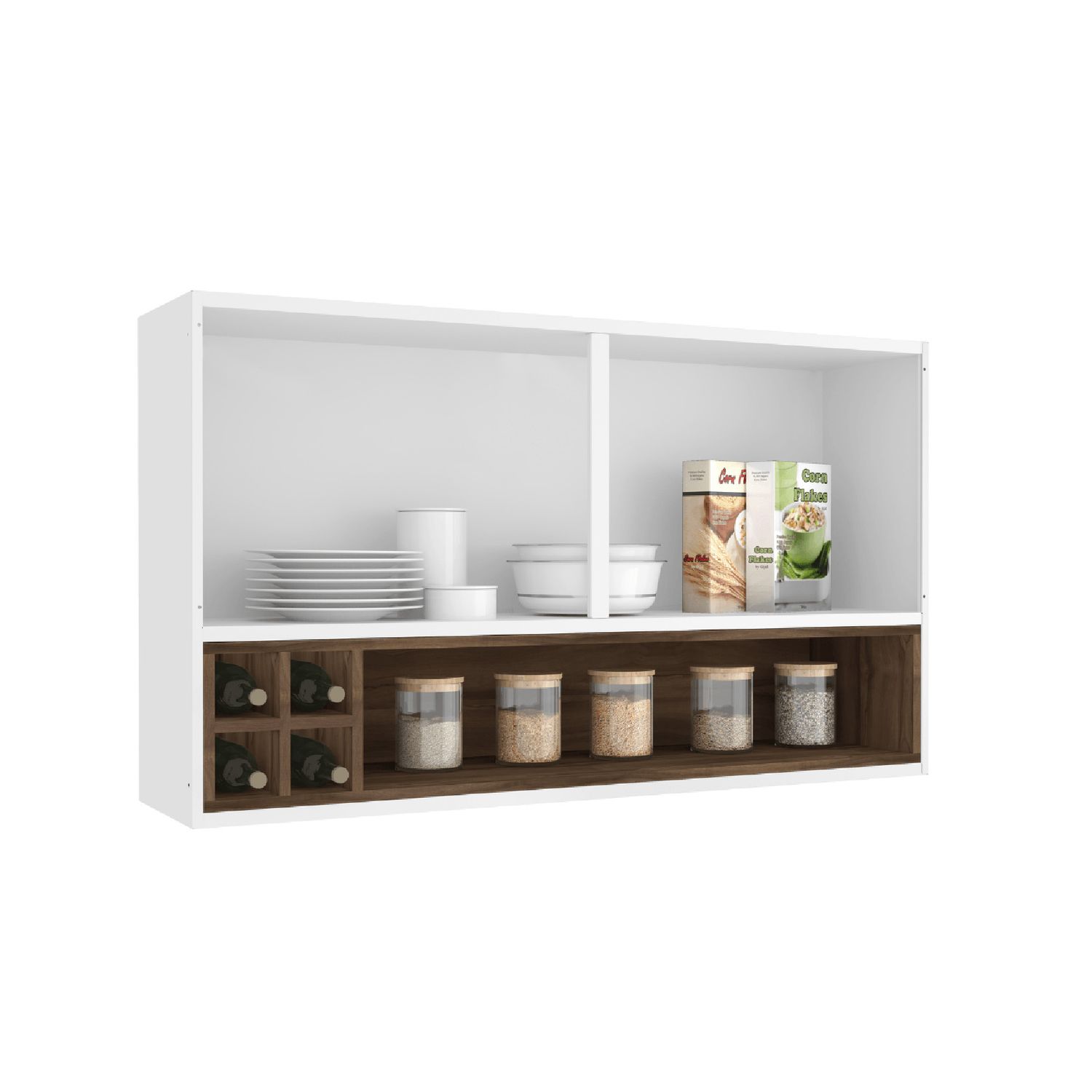 MUNICH 2-DOOR WALL CABINET W/ WINE RACK WHITE