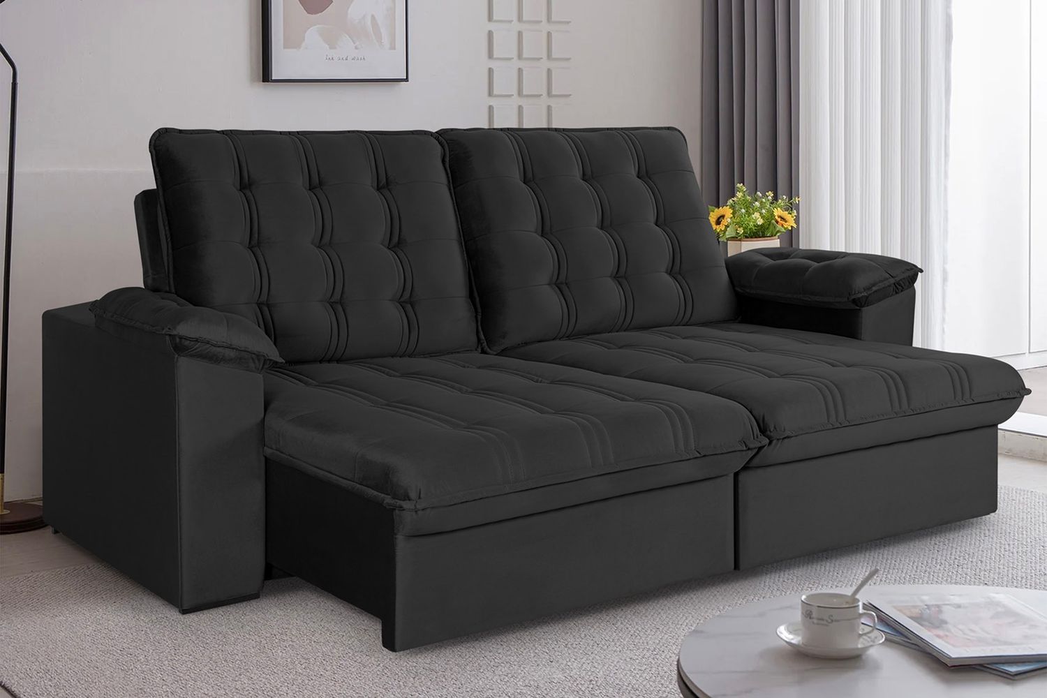 90 IN. PARAMOUNT FAMILY SOFA BLACK