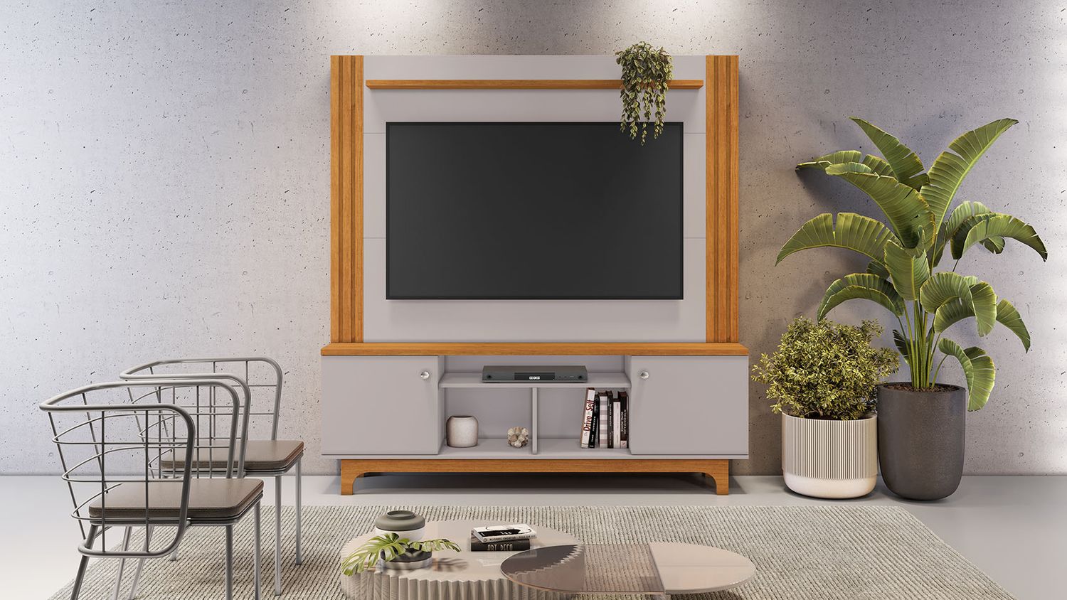 LOIZA ENTERTAINMENT CENTER CINNAMON/OFF WHITE