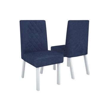 2 HAMPTON CHAIRS WHITE/ROYAL NAVY BLUE