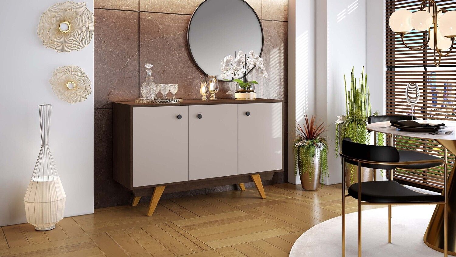 MADISON BUFFET SOFT CAFFE/OFF WHITE