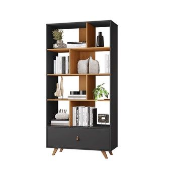 CLAREMONT BOOKSHELF GRAPHITE/CINNAMON