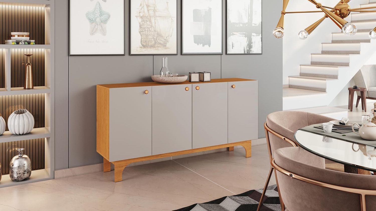 ALPHARETTA BUFFET CINNAMON/OFF WHITE