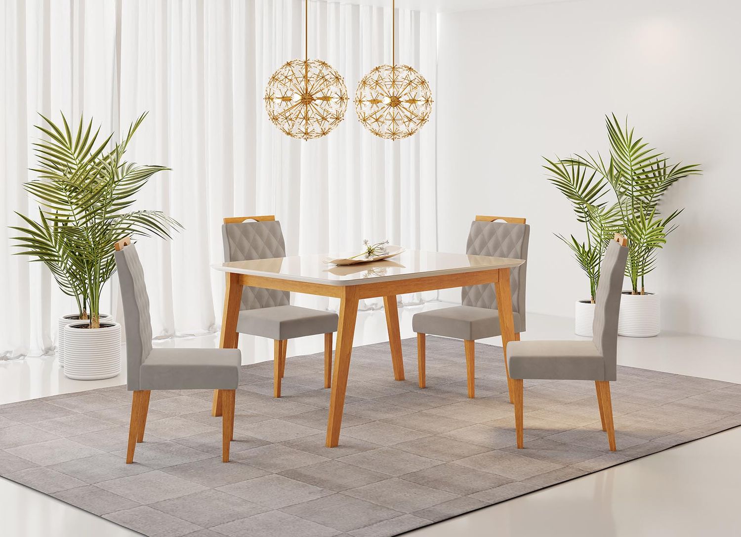 47 IN. AMALFI DINING TABLE CINNAMON/OFF WHITE