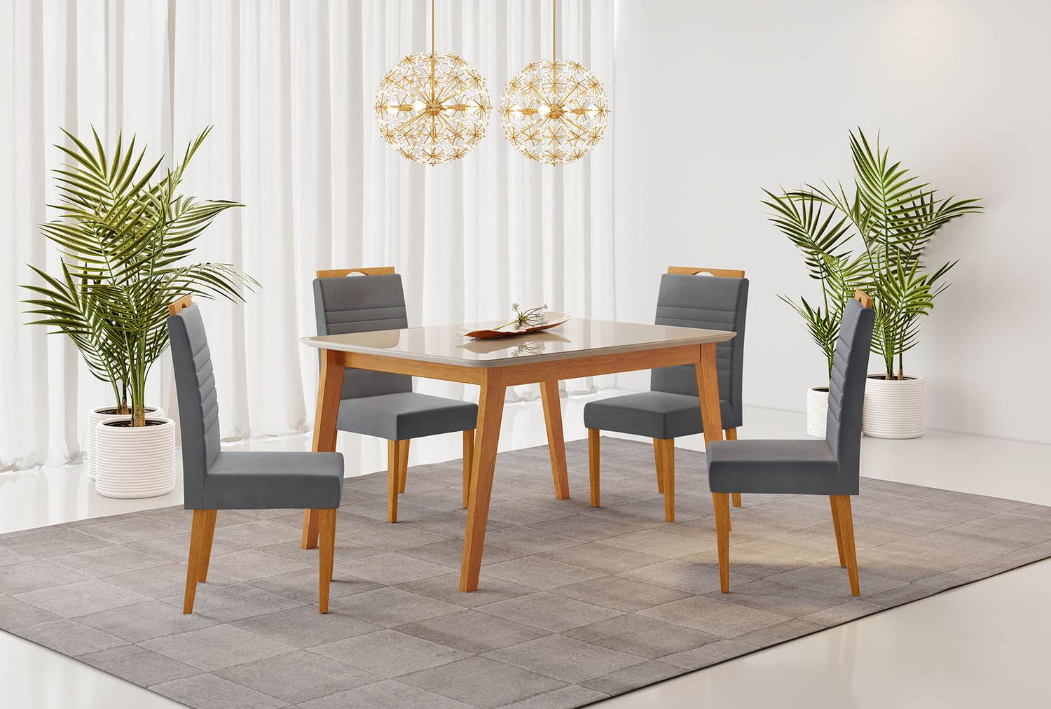 47 IN. AMALFI DINING TABLE CINNAMON/OFF WHITE