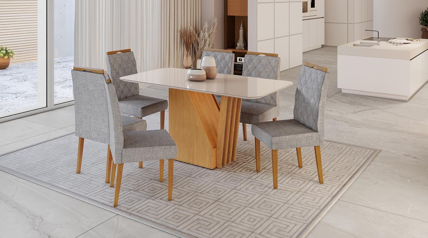 ROMA DINING TABLE CINNAMON/OFF WHITE