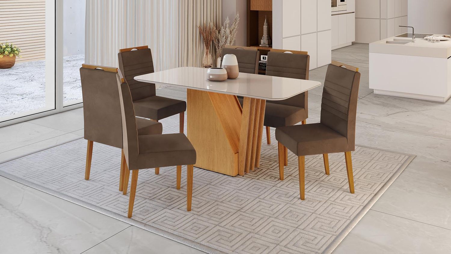 ROMA DINING TABLE CINNAMON/OFF WHITE