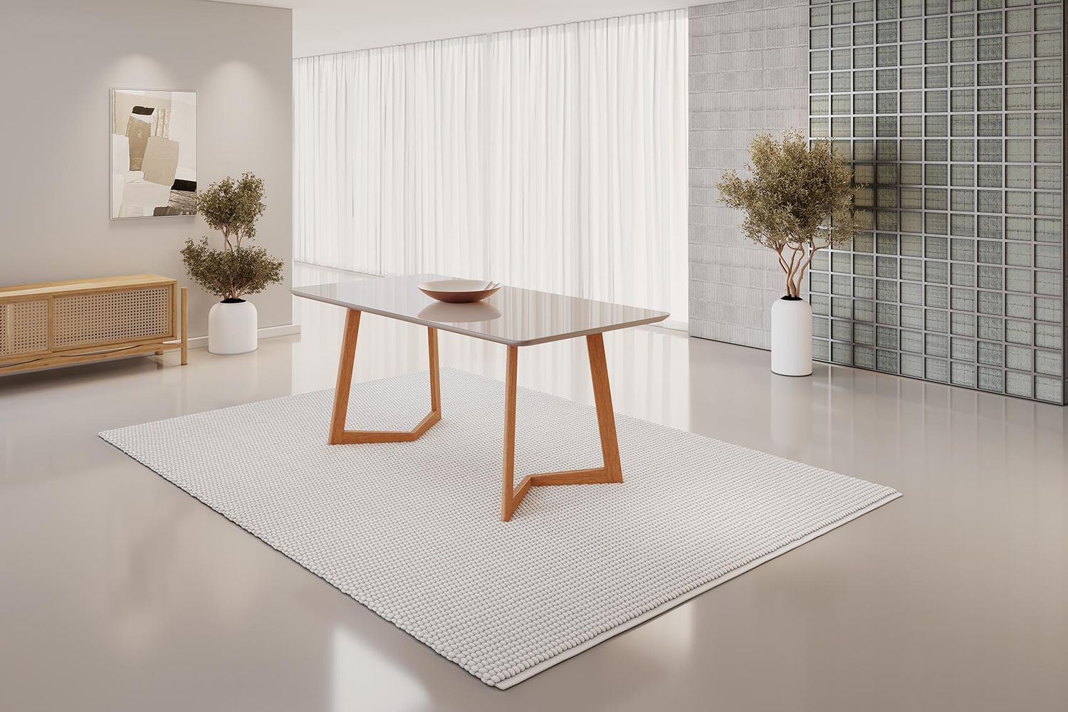 VENETO DINING TABLE CINNAMON/OFF WHITE