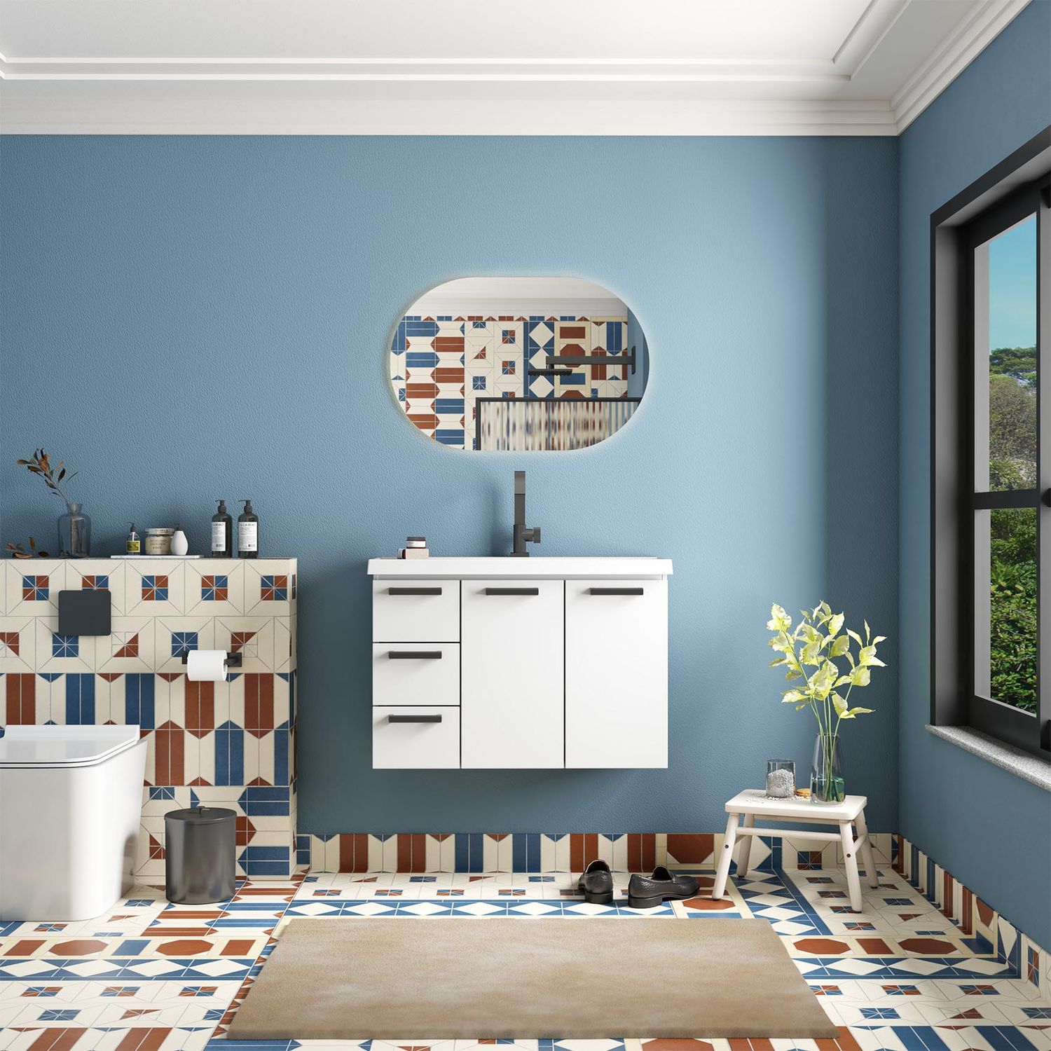 MILOS 32 IN. WALL-MOUNT VANITY WHITE W/ CULTURED MARBLE TOP