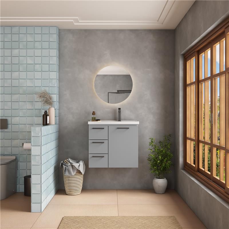 VOULA 24 IN. WALL-MOUNT VANITY GRAY W/ CULTURED MARBLE TOP