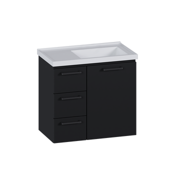 VOULA 24 IN. WALL-MOUNT VANITY BLACK W/ CULTURED MARBLE TOP