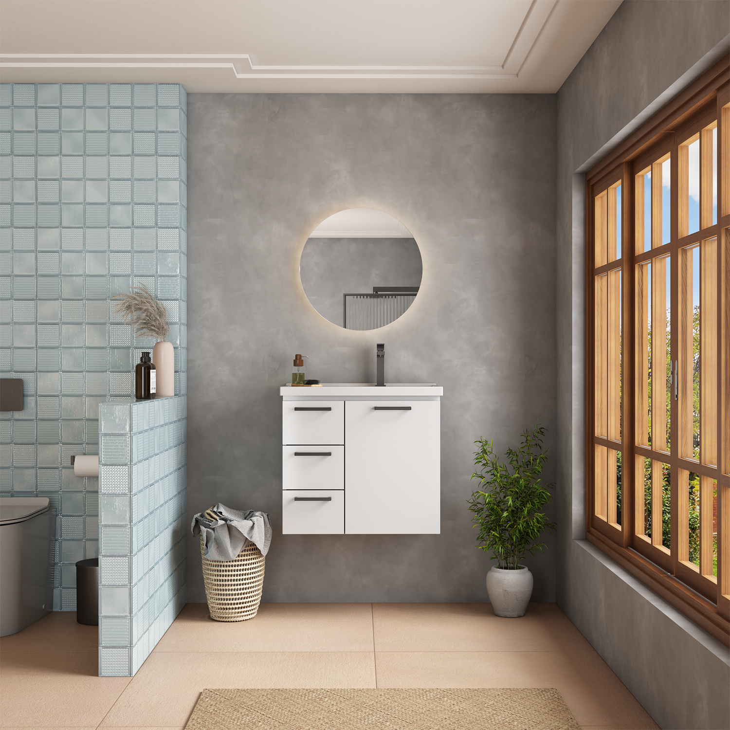 VOULA 24 IN. WALL-MOUNT VANITY WHITE W/ CULTURED MARBLE TOP