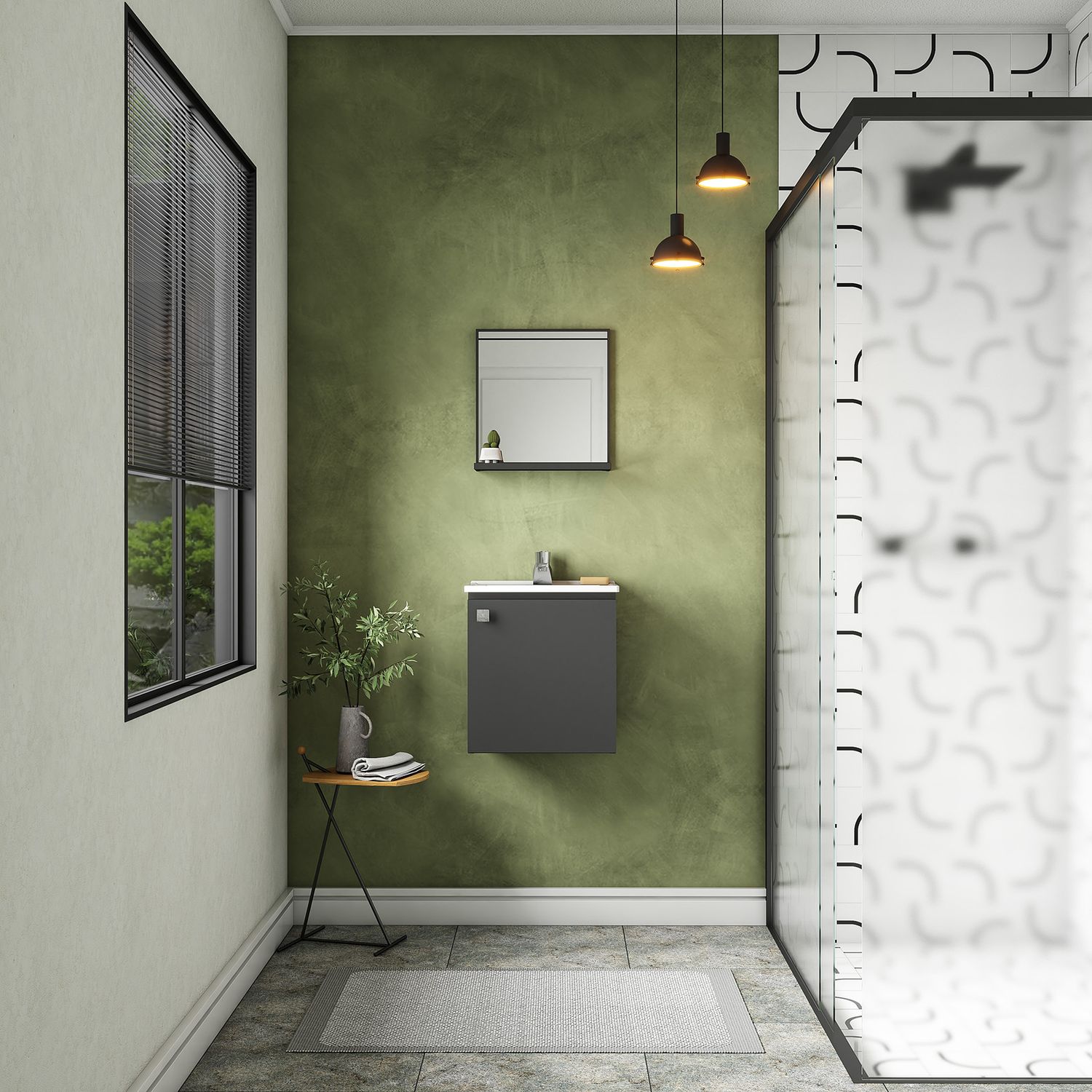 SYMI WALL-MOUNT VANITY SET BLACK