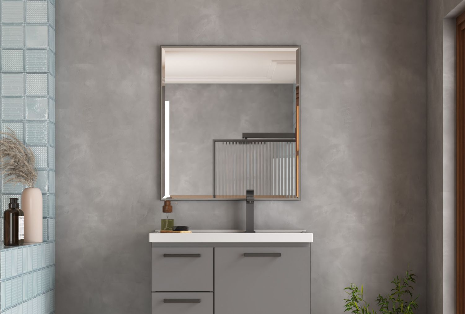 DELOS 23 IN. BEVELED MIRROR GRAY