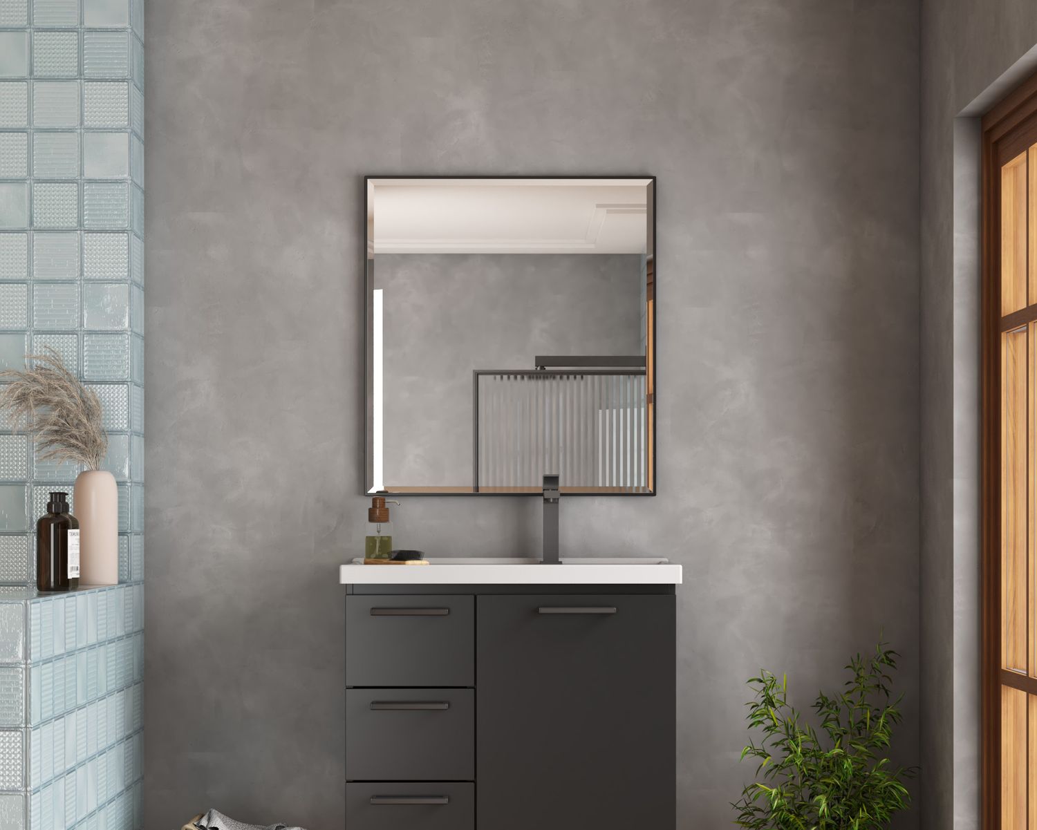 DELOS 23 IN. BEVELED MIRROR BLACK