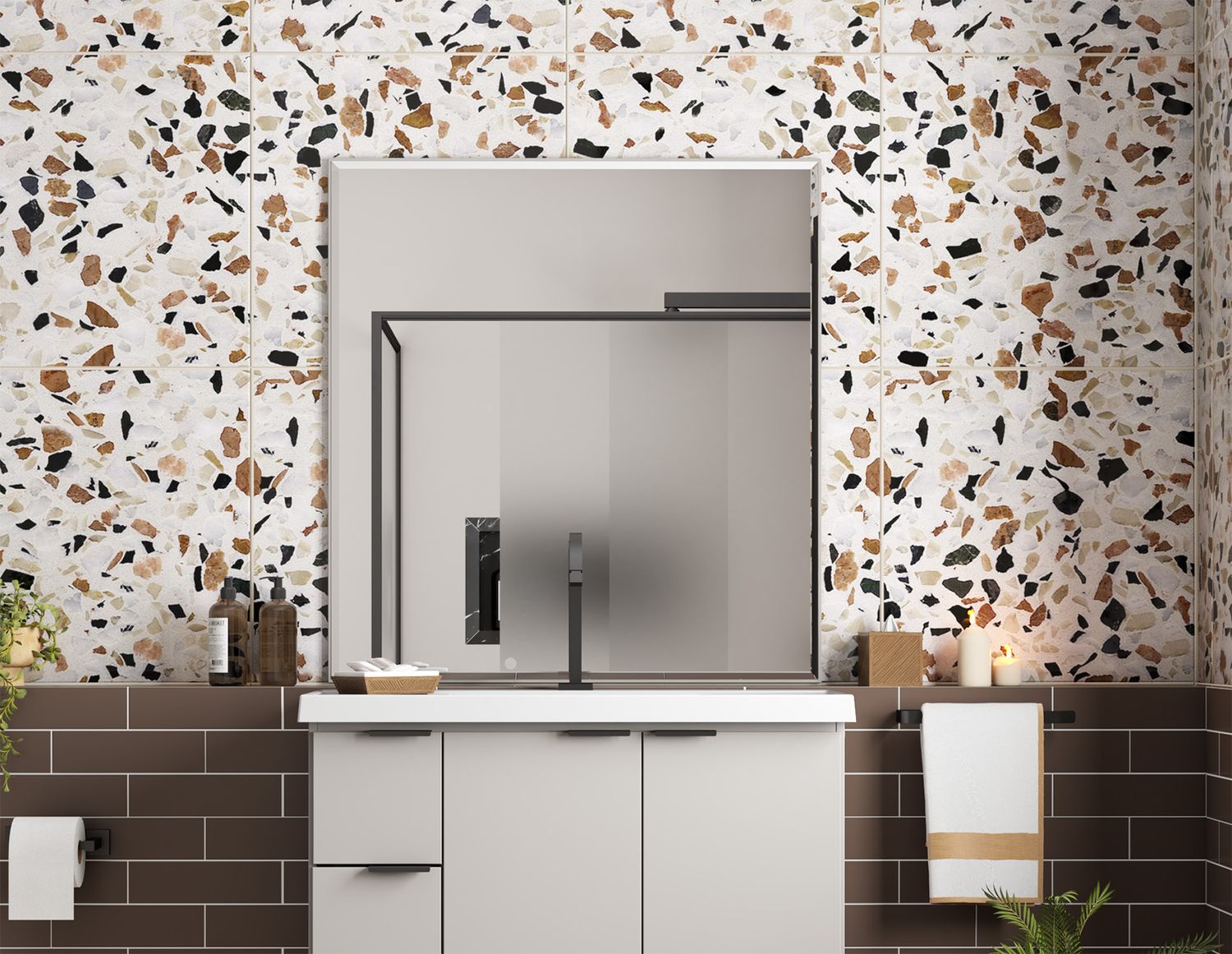 DELOS 31 IN. BEVELED MIRROR ALMOND