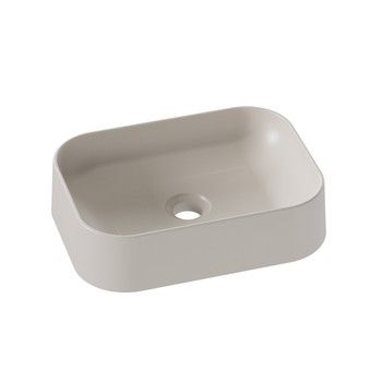 THASSOS CULTURED MARBLE RECTANGULAR VESSEL SINK VANILLA