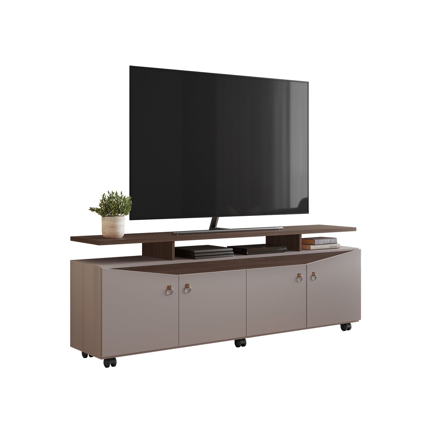ISABELA TV STAND OFF WHITE/SOFT CAFFE