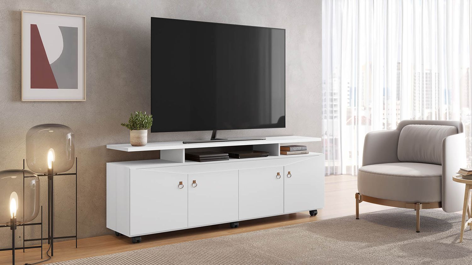 ISABELA TV STAND WHITE
