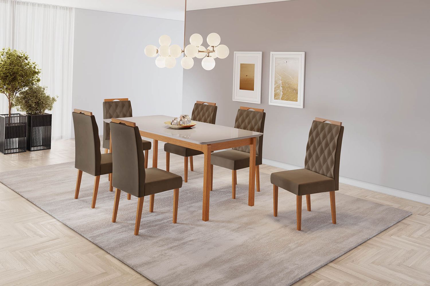 MODENA DINING TABLE CINNAMON/OFF WHITE