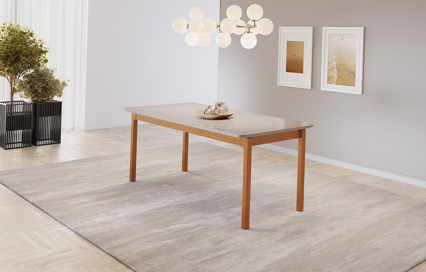 MODENA DINING TABLE CINNAMON/OFF WHITE