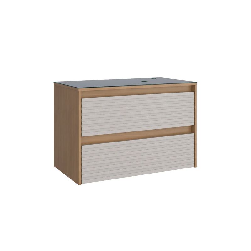 GIALOVA 32 IN. WALL-MOUNT VANITY OFF WHITE/AMBER + GLASS TOP