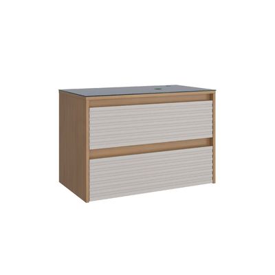 GIALOVA 32 IN. WALL-MOUNT VANITY OFF WHITE/AMBER + GLASS TOP