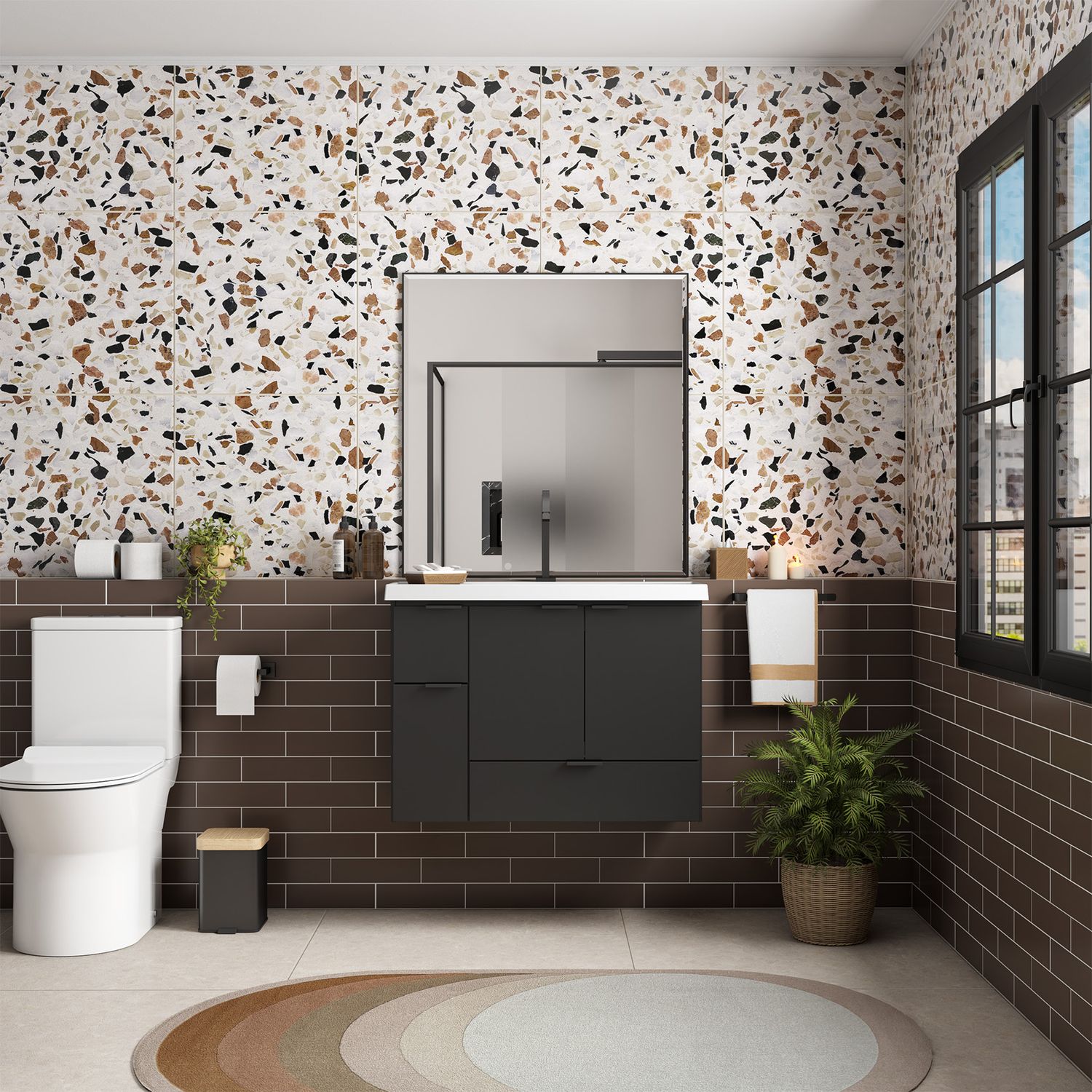 TRINISA 31 IN. WALL-MOUNT VANITY BLACK W/ CULTURED MARBLE TOP