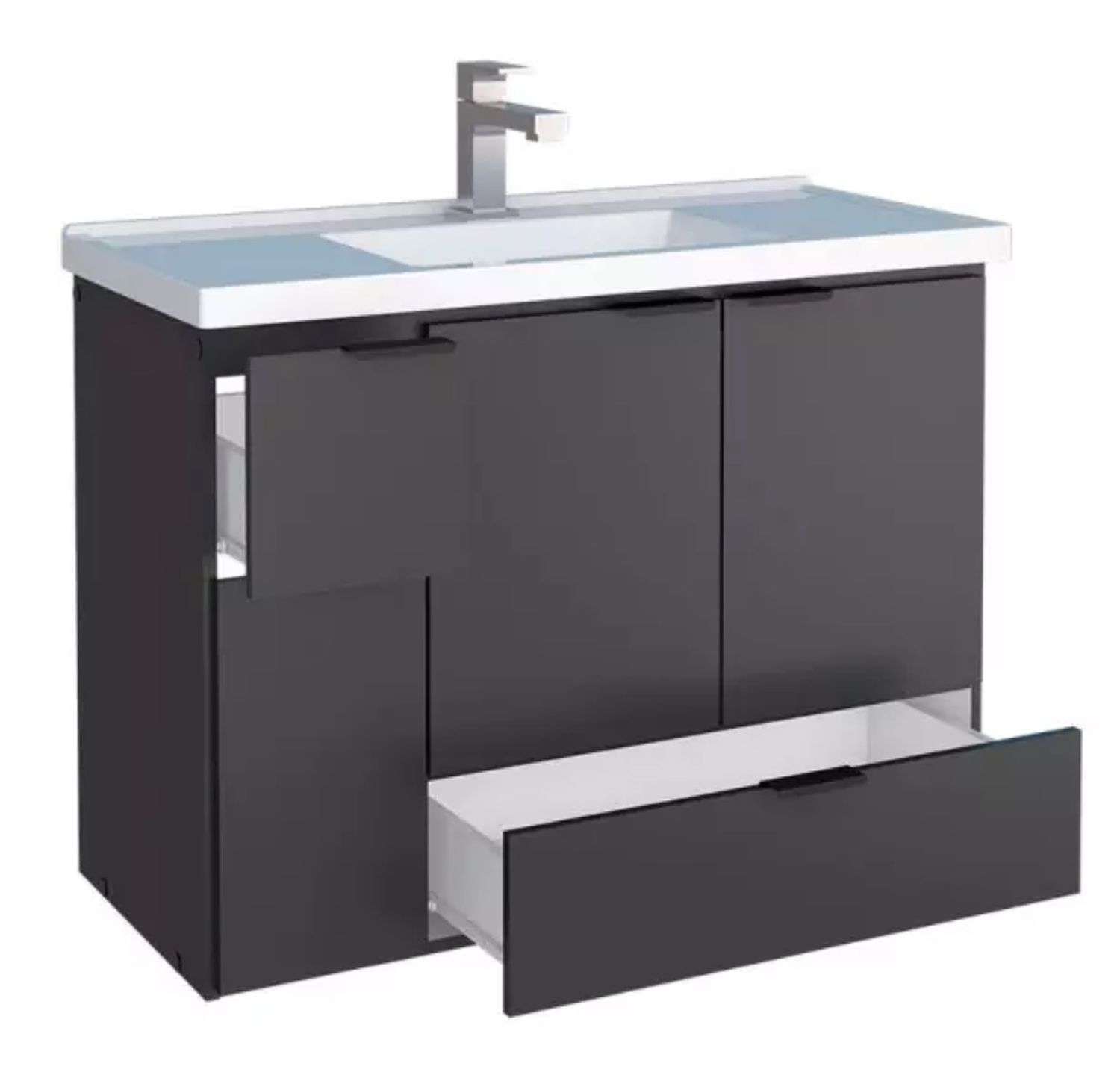 TRINISA 31 IN. WALL-MOUNT VANITY BLACK W/ CULTURED MARBLE TOP