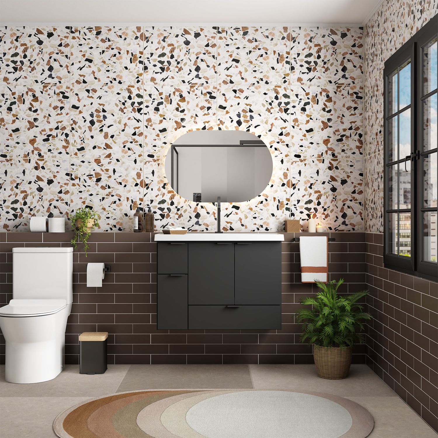 TRINISA 31 IN. WALL-MOUNT VANITY BLACK W/ CULTURED MARBLE TOP