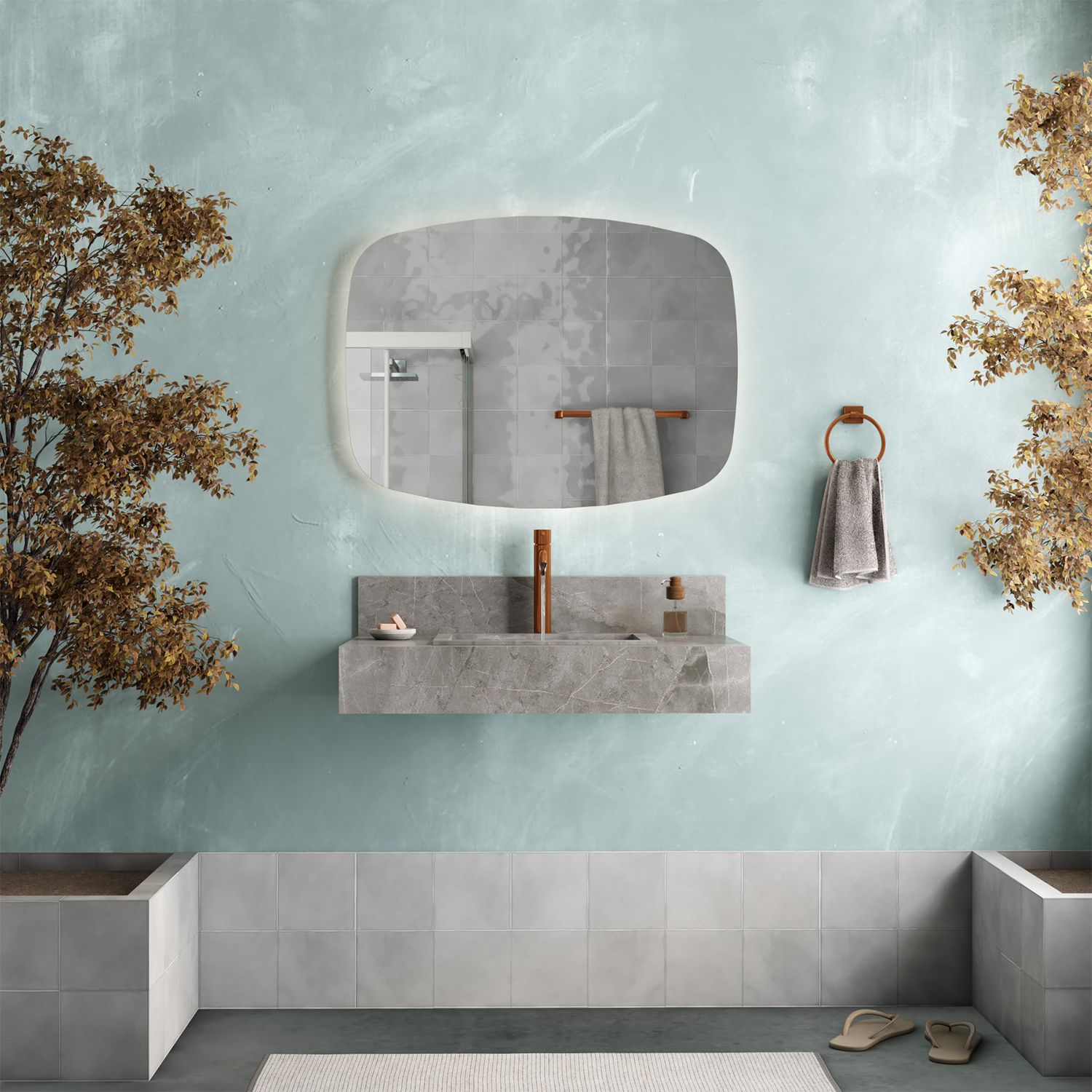 ALASSIO 32 IN. WALL-MOUNT PORCELAIN VANITY STONE GRAY
