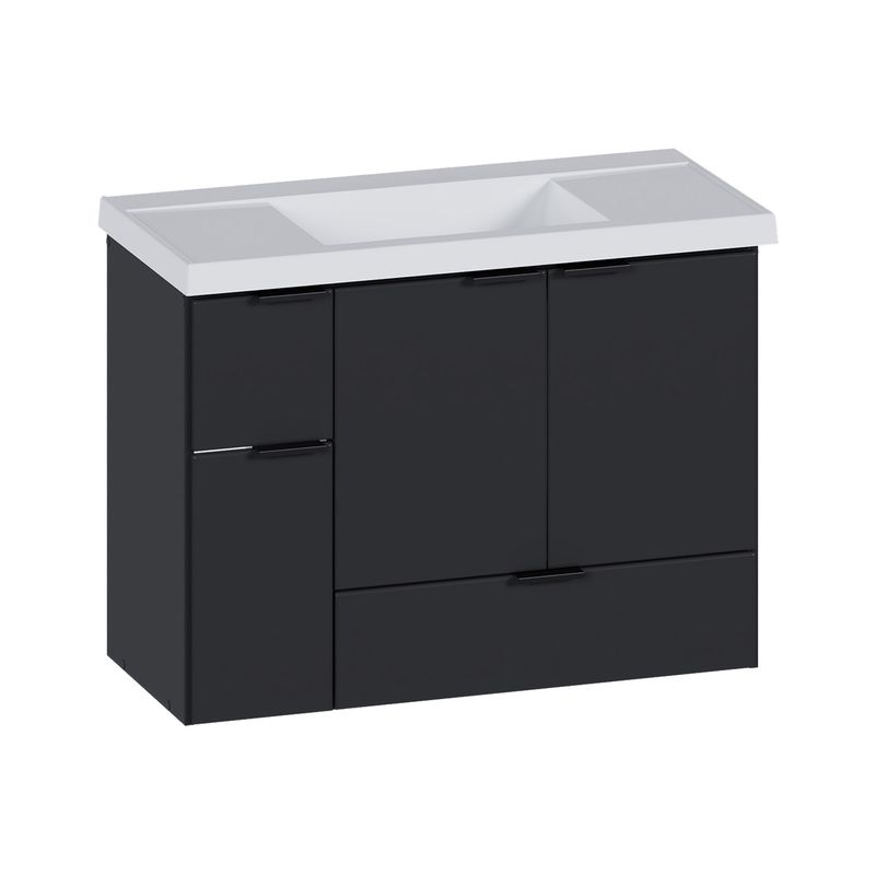 TRINISA 31 IN. WALL-MOUNT VANITY BLACK W/ CULTURED MARBLE TOP