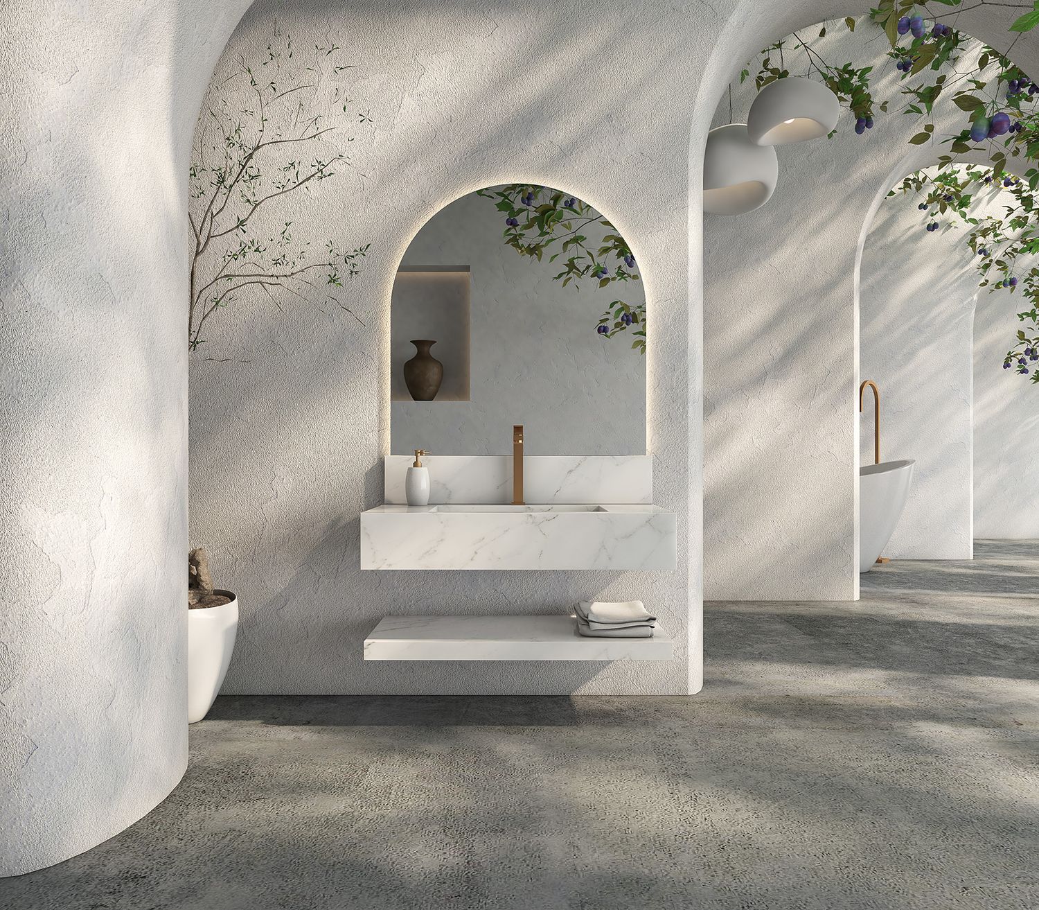 MONDELLO 32 IN. WALL-MOUNT PORCELAIN VANITY CARRARA WHITE