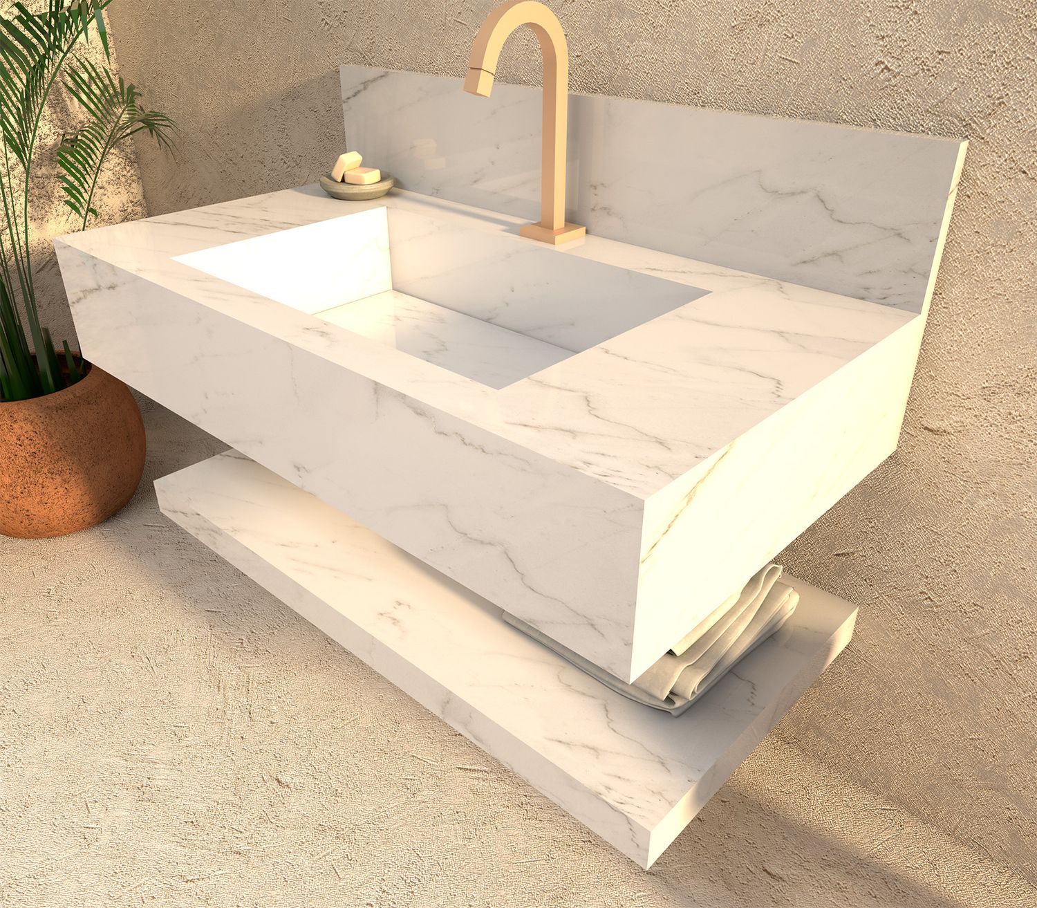 CAMOGLI 32 IN. WALL-MOUNT PORCELAIN VANITY CARRARA WHITE