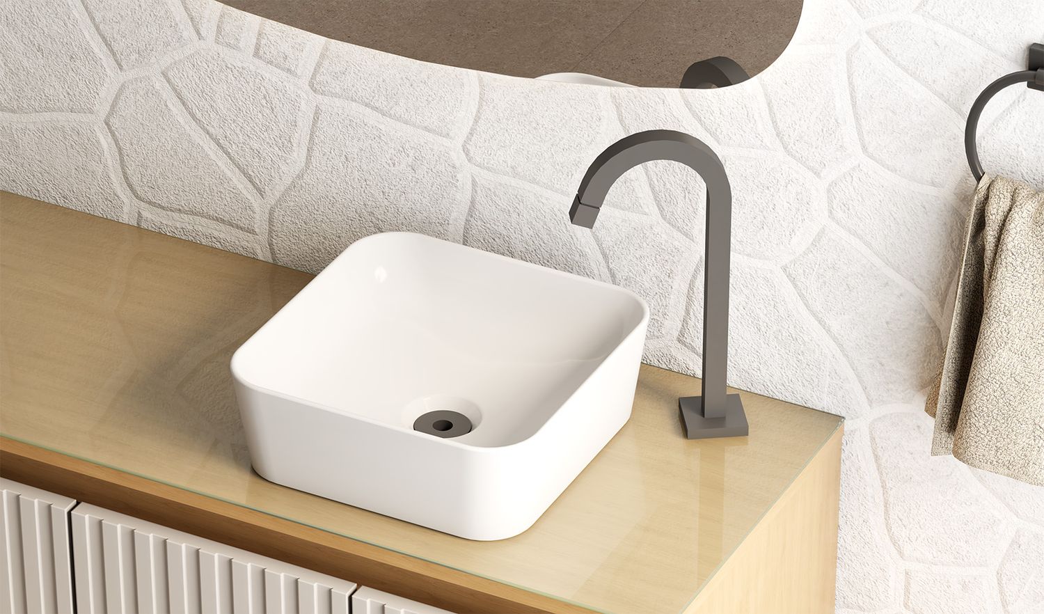 RIMINI CERAMIC SQUARE VESSEL SINK WHITE