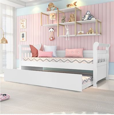 LUCIE COMBO 2-PCS TWIN DAYBED WHITE + TRUNDLE BED WHITE - EXCLUSIVELY ONLINE