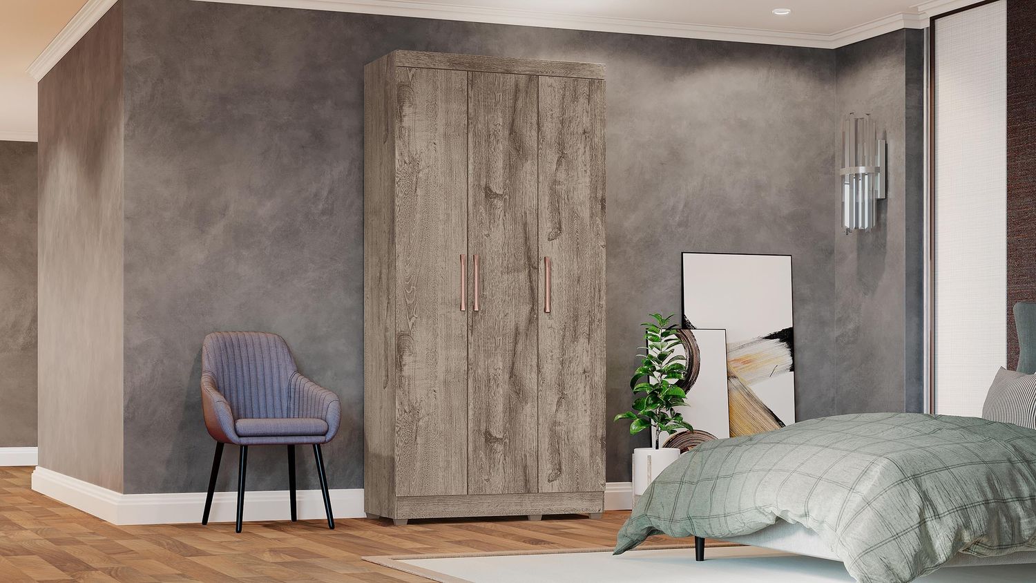 LAGUNA 3 DOORS CLOSET GRIGIO