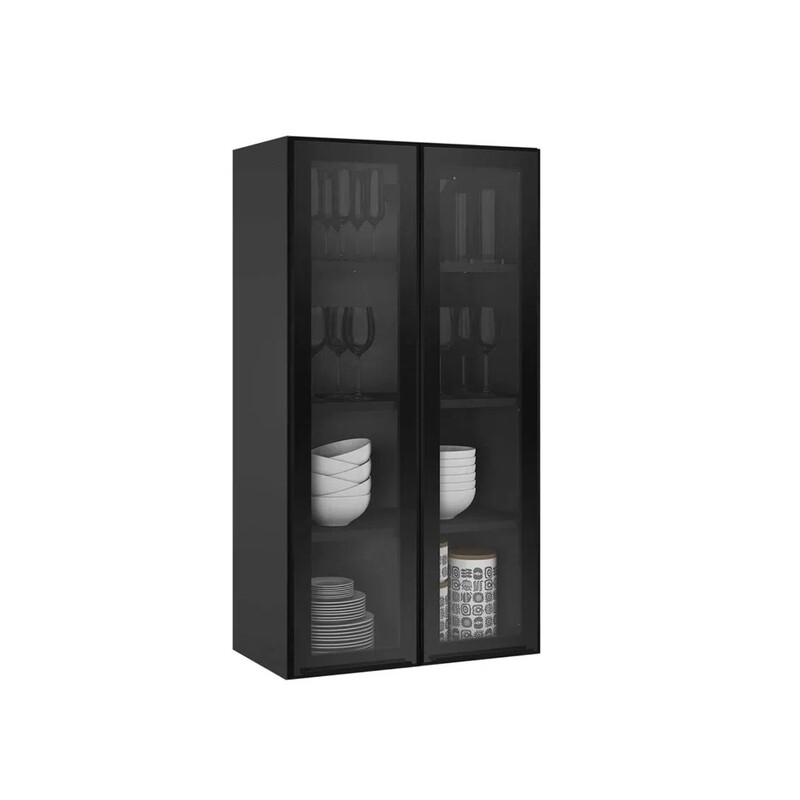 MUNICH WALL CURIO CABINET NEW BLACK/GRAPHITE