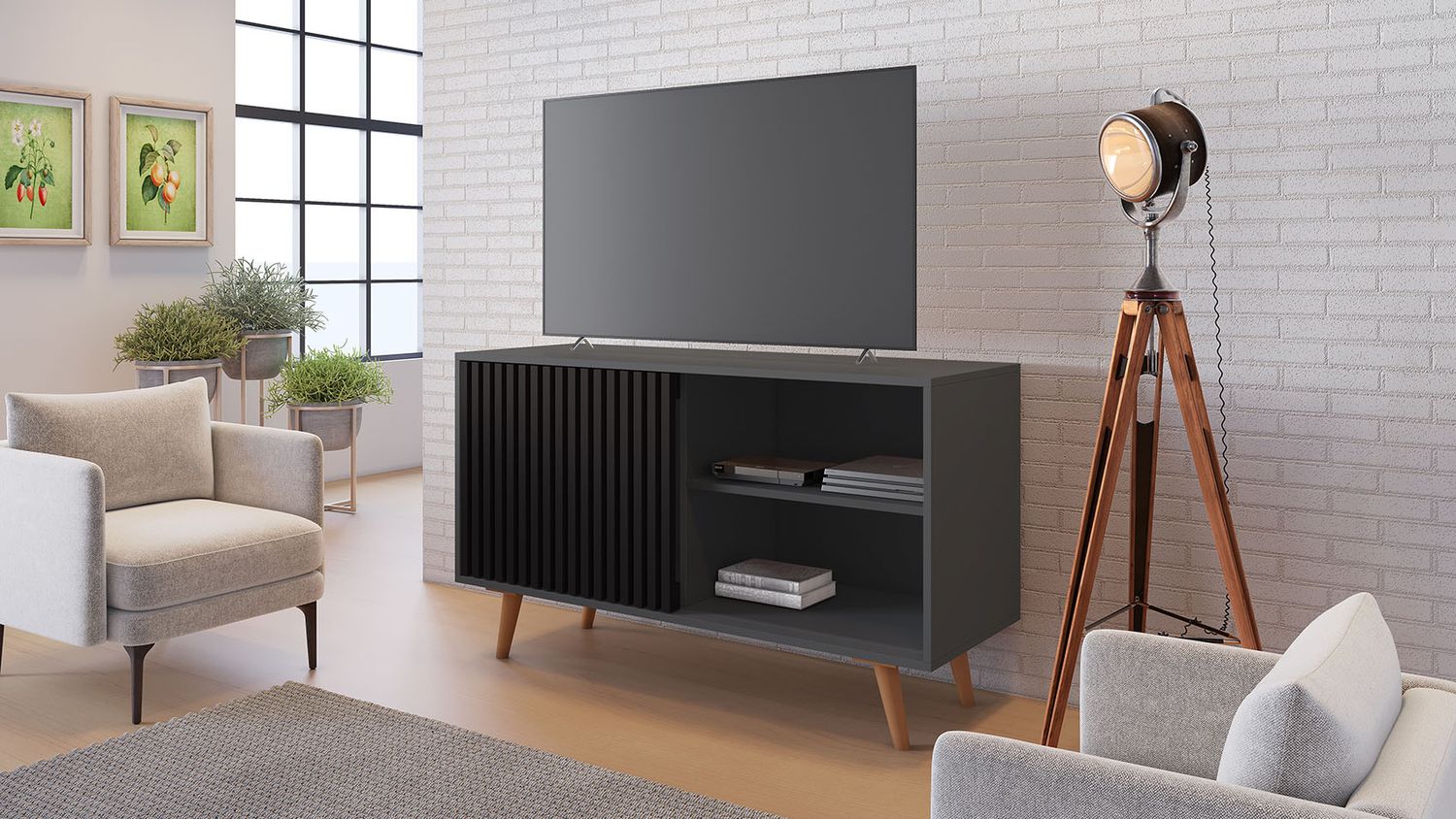 GURABO TV STAND GRAPHITE/BLACK