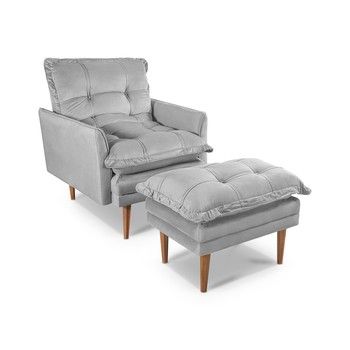 NEW HAVEN RECLINER AND OTTOMAN ICY GRAY