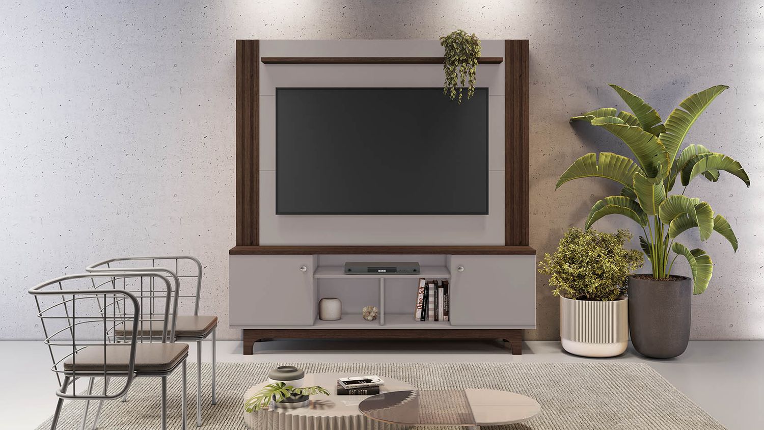LOIZA ENTERTAINMENT CENTER SOFT CAFFE/OFF WHITE
